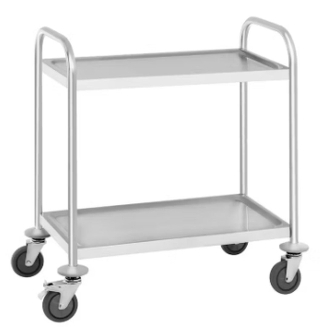 Heavy-Duty 2-Shelf Stainless Steel Service Trolley