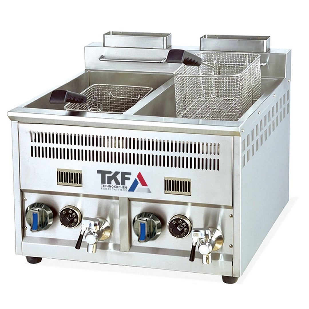 Countertop Gas Fryer 2 Tanks 16L+16L, 41400 BTU — TKF France