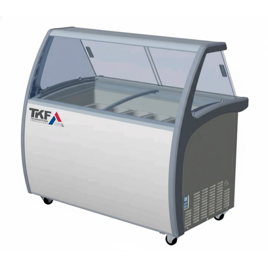 Ice Cream Display Freezer 12-Pan Curved Glass — TKF France